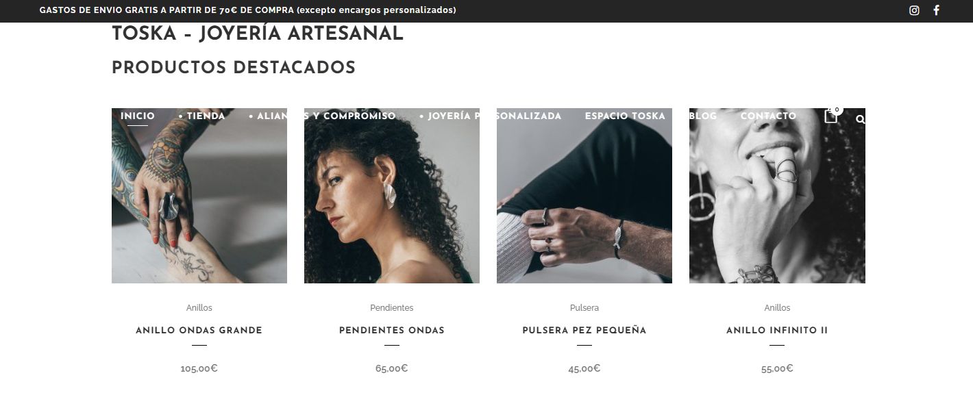Web de TOSKA, joyería artesanal de Valladolid, diseñada por Estudio Varsovia